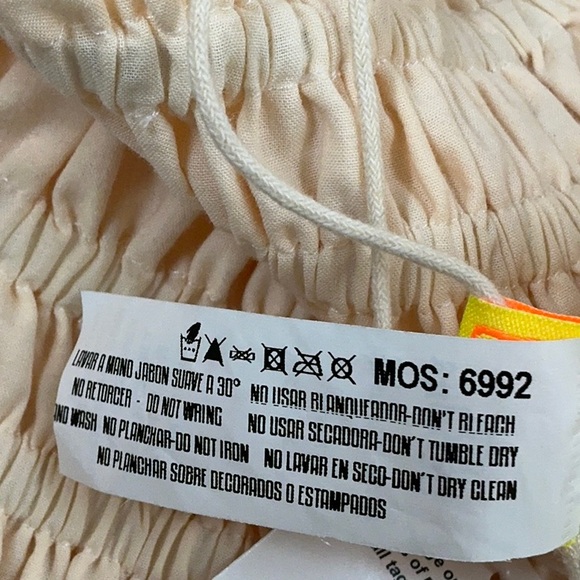 Agua Bendita Pants Palazzo All cotton handmade hand stitched cream Tag: M L NWT - Picture 13 of 16